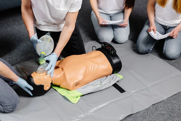 stock image First Aid Training - Cardiopulmonary resuscitation. First aid course on cpr dummy