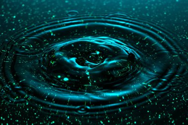 Su damlası - su yüzeyine renkli makro bir çekimle düşen bir damla