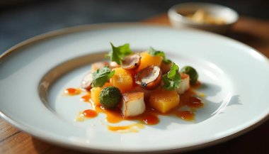 Şık Restoran Ayarlarında Gurme Michelin Yıldız Yemeği