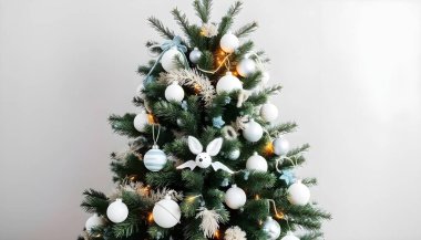 Festive Christmas Tree with Bright Ornaments clipart