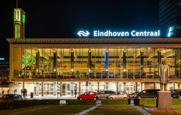 Eindhoven, The Netherlands, 07.01.2023, The central train station of Eindhoven in the evening