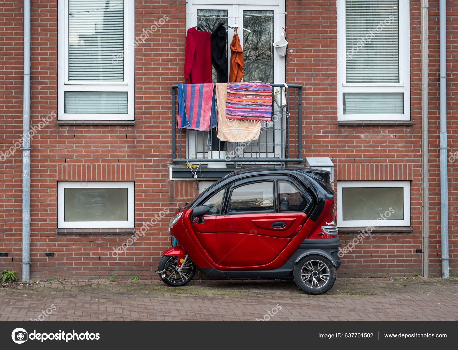 Amsterdam Netherlands 2023 Small Electric Tricycle Parked Street