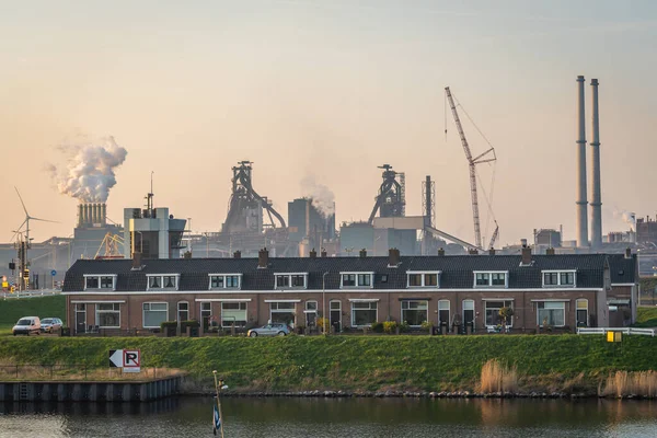 Hollanda Daki Ijmuiden Ağır Sanayi Hava Kirliliği Zararlı Maddelerden Etkilenen — Stok fotoğraf