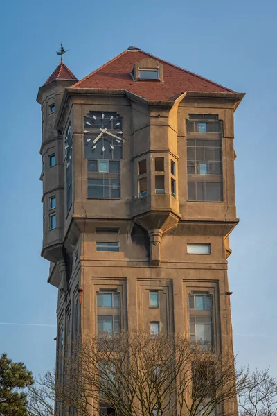 Historical Water Tower Clock Built 1915 Located Dutch City Ijmuiden — Stock Photo, Image