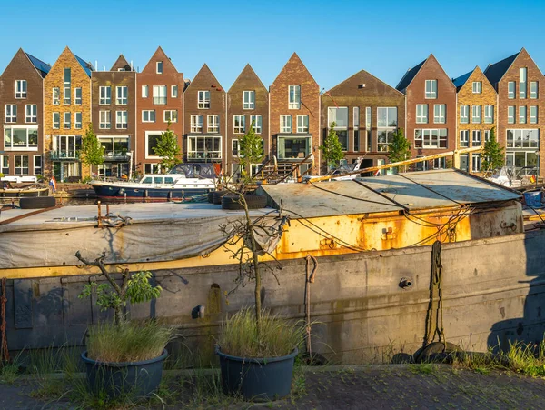 Modern Residential Neighbourhood Spaarne River Haarlem Netherlands — Stock Photo, Image
