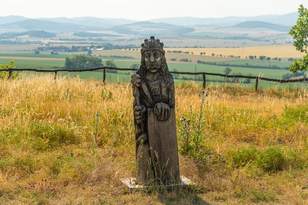 Podborany Tschechien 2023 Statue Des Kriegers Samo Auf Dem Burgberg — Stockfoto