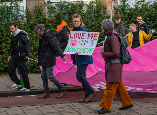 Амстердам, Нидерланды, 12.11.2023, Климатические активисты во время марша за климат и справедливость в Амстердаме