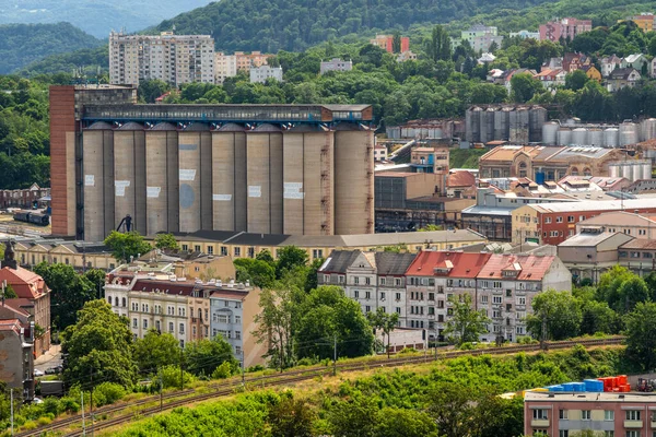 Usti Nad Labem República Checa 2023 Área Industrial Com Silos — Fotografia de Stock