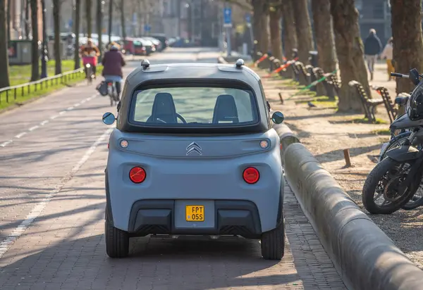 Amsterdam, Hollanda, 08.03.2024, Caddede Dörtlü Elektrikli Citron Ami