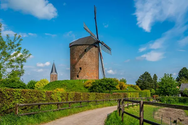ゲルダーランド州ゼッダムの風景 オランダで最古の風車であるグラマー コレンモロールの景色 ストックフォト