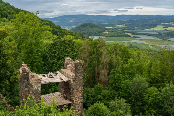 stock image Egerberk castle ruin nearby the town of Klterec nad Oh, Czech Republic