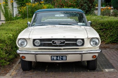 Medemblik, Hollanda, 10.08.2024, İkonik Amerikan kaslı arabası Ford Mustang 1966 ilk nesil