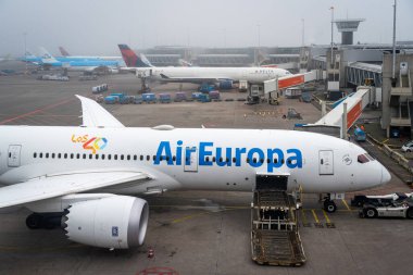 Amsterdam, Hollanda, 18.01.2025, Schiphol Havalimanı Amsterdam 'da Europa Hava Yolları uçağı