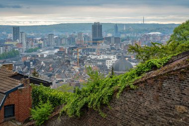 Liege, Belçika şehir manzarası, Montagne de Bueren merdivenlerinden tepe manzarası.