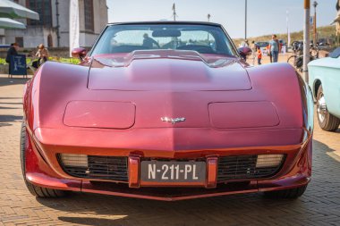 Katwijk aan Zee, Hollanda, 12.04.2025, Klasik Amerikan midilli arabası Pontiac Firebird Trans Am 1973 tarihli The Old timer Day Katwijk