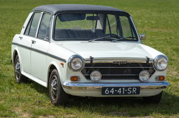 Tiel, Hollanda, 04.05.2025, klasik İngiliz aile arabası Austin 1300GT 1971 'den Betuwse Fruitrit' e