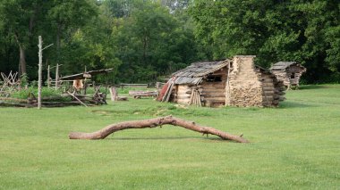 Davy Crockett Birthplace State Park, Limestone, Tennessee, United States-July 8, 2023.  Homestead replica. clipart