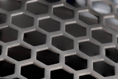 Soyut beyaz, gri, siyah metal yüzey tasarımı, arkaplan, altıgen deseni.