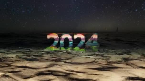 Gelukkig Nieuwjaar 2024 Komt 2023 Vervangen Nieuwjaar 2024 Komt Met — Stockvideo