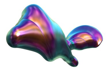 Abstract Transparent Iridescent Liquid Form With Transparent Background - 3D Render