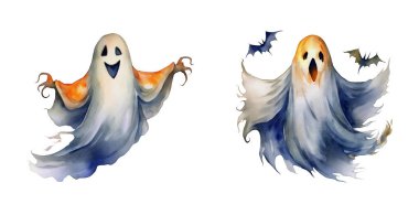 Suluboya Ürkütücü Hayaletler Çizimi