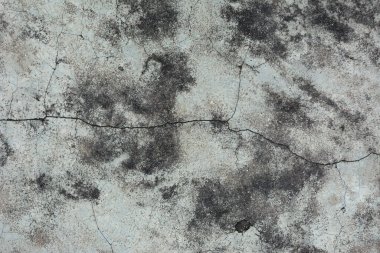 Arka plan olarak gri çimento yüzeyi ile kaplı çatlamış beton duvar