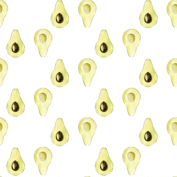 Suluboya avokadonun kusursuz deseni. Beyaz arkaplanda avokadonun suluboya rengi.