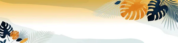 Vektör yaz arka planı. Tropik siluetler. Palmiye yaprakları ve canavar yaprakları. Pankart modeli.