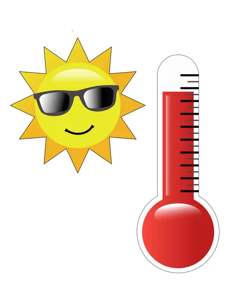 Cartoon Thermometer Summer Beach Heat — Stock Vector