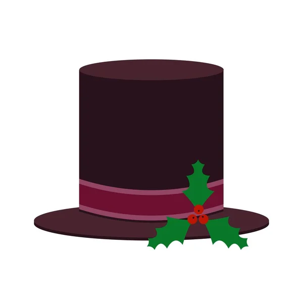 Koyu mor kardan adam şapkası ve kutsal böğürtlen. Vektör sihirbaz şapkası. Siyah şapka..