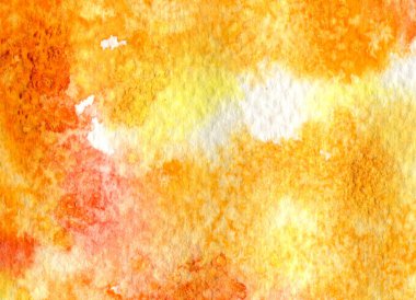 Parlak turuncu suluboya, soyut bir arkaplan. Resimler için arka plan. Dökülmüş suluboya lekesi. Sıvı su soğutucu