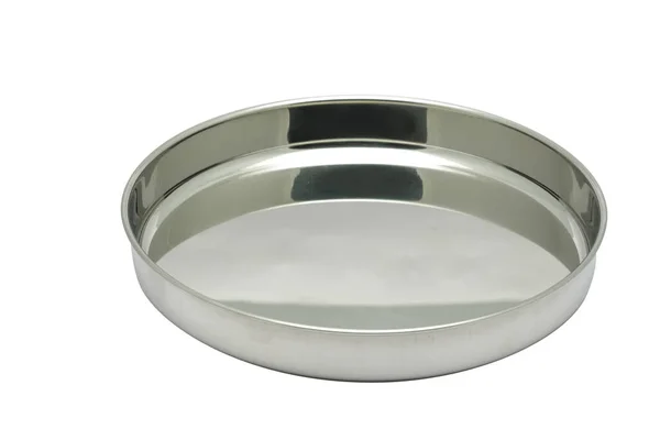Стальная Посуда Изолированные Изображения Стальных Кухонных Принадлежностей Белом Фоне — стоковое фото