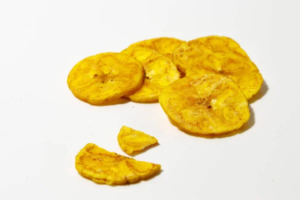 喀拉拉拉邦片或香蕉片 喀拉拉邦的崇拜小吃 白色背景的孤立图像 — 图库照片