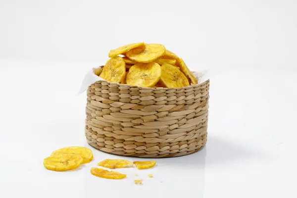 Chips Kerala Chips Banana Item Lanche Cult Kerala Dispostos Cesta — Fotografia de Stock