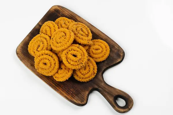 Murukku Kerala Speciale Snack Gemaakt Met Rijst Meel Geïsoleerde Afbeelding — Stockfoto