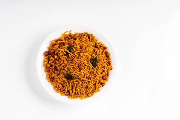 Mixture Vulgarmente Conhecido Como Chivda Namkeen Lanche Saboroso Popular Delicioso — Fotografia de Stock