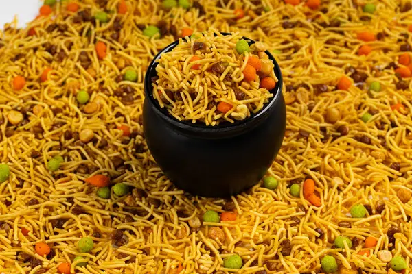 Mixture Широко Известный Chivda Namkeen Является Популярным Вкусные Закуски Индии — стоковое фото