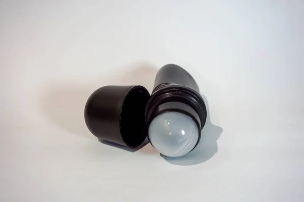 Roll Head Black Bottle Deodorant White Background Shadow — Stock Photo, Image