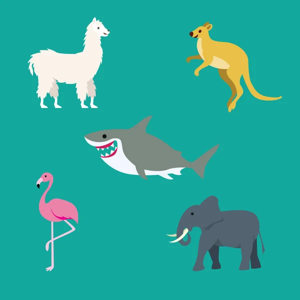 Vector Illustration Cartoon Animals Icons Set — Stock Photo, Image