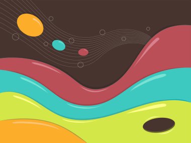 Sıvı şeklinde renkli broşürler. Renkli kabarcık şekilleri. Moda tasarımı. Arka planlar, posterler ve el ilanları için kullanılabilir. Eps10 vektör illüstrasyonu.