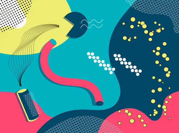 MEMPhis stillerindeki renkli koleksiyon 80-90 ss, tebrik kartları, çıkartmalar, afişler, posterler, web, sosyal medya, e-posta, baskı vb. için mükemmel bir takım. Vektör EPS 10