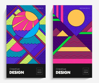 Projen, animasyon, reklam, reklam afiş, el ilanı, satış, çerçeve için modaya uygun arka planlar. Basit poster, yamalar, karışık neo memphis, pop sanat.