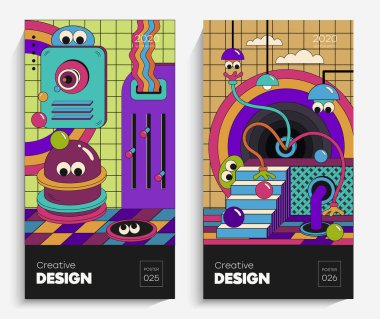 Güzel yüzlü parlak çizimler. Bu vektör projeniz için uygun, animasyon, reklam, el ilanı, poster, kartpostal vs. Çocuk çizimi, parlak sanat..