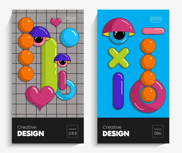 Parlak soyut sanat çizimi. Bu vektör projeniz için uygun, animasyon, reklam, el ilanı, poster, kartpostal vs. Memphis stilindeki parlak renkler.