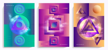 Renkli gradyanlar, geometrik şekiller. Reklamlar, davetiyeler, sunumlar, raporlar, broşürler için ideal. Eps10 vektörü