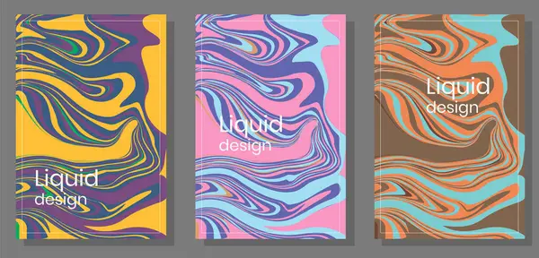 Sıvı tarzda posterler seti. Tasarım kapakları, sunum, davetiye, el ilanları, yıllık raporlar, posterler ve kartvizitler için geçerlidir. Vektör Eps 10