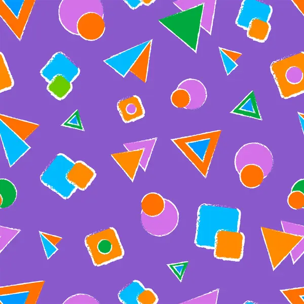 Çocuk temaları için kesintisiz soyut desen. Parlak renkli geometrik şekiller. Çocuklar için Ideal duvar kağıdı, sarma kağıdı, peçeteler. Vektör EPS 10.