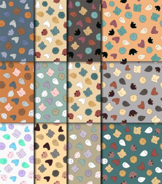 Doodle tarzısevimli İllüstrasyon hayvanlar ile Dikişsiz desen vektör. Çocuk kitapları, baskı, poster, çıkartmalar, kumaş, ambalaj kağıdı için bebek teması. Vektör Eps10