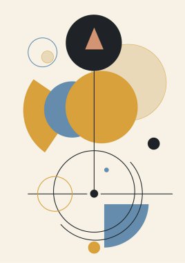 Joan Miro tarzında gerçeküstü sanat illüstrasyonu. Geometrik Şekillerle Soyut Boyama. Vektör.