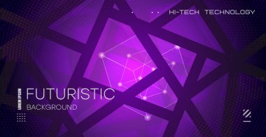Soyut gelecek teknolojisi. Dinamik çizgileri ve ortasında neon küpü olan soyut bir arkaplan. Duvar posteri, poster, kullanıcı arayüzü, kapak, afiş, sosyal ağlar için uygulanabilir.